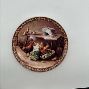 Baum Brothers Free Range Chickens Gardeners Delight Plate Decorative
